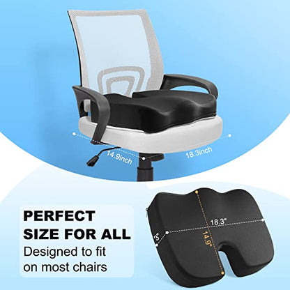 Benazcap Seat Cushion for Office Chair Cushions, Memory Foam Non-Slip, Black