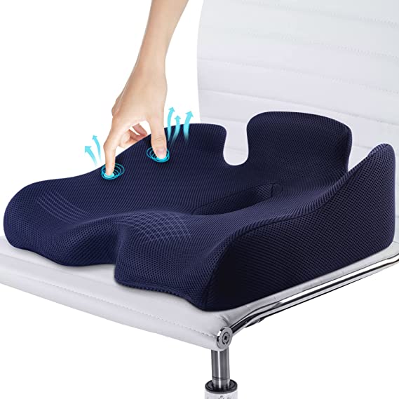 Benazcap X Large Memory Seat Cushion for Office Chair Pressure Relief, Blue