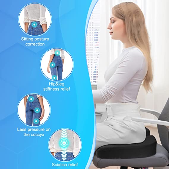 Sciatica Pain Relief Pillow, (Seat Cushion+Chair Cushion) Hip and Waist  Protection, Detachable Zip, Breathable Memory Foam,Anti Stress, Chair Back