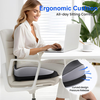 Large Seat Cushion for Office Chair Memory Foam Coccyx Pain Relief Cushion Pillow for Back Support Non-Slip Seat Pad for Office Desk, Car Seat, Wheelchair, Sciatica, Tailbone Pain
