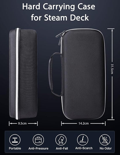 [11 in 1] Benazcap Carry Case Compatible with Steam Deck 2021(7 inch) and Steam Deck 2023(7.4 inch), Accessories Kit with Travel Carry Case, Screen Protector, Silicone Protective Case,Tactile Protector for Trackpad, Thumb Grip Caps & More