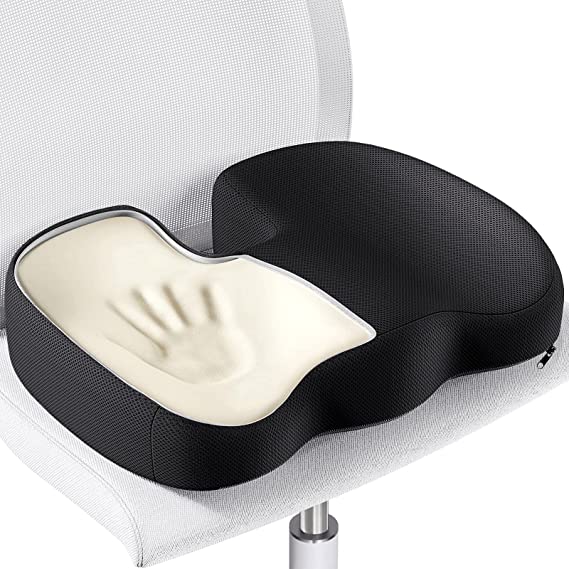 Benazcap Seat Cushion for Office Chair Cushions, Memory Foam Non-Slip, Black
