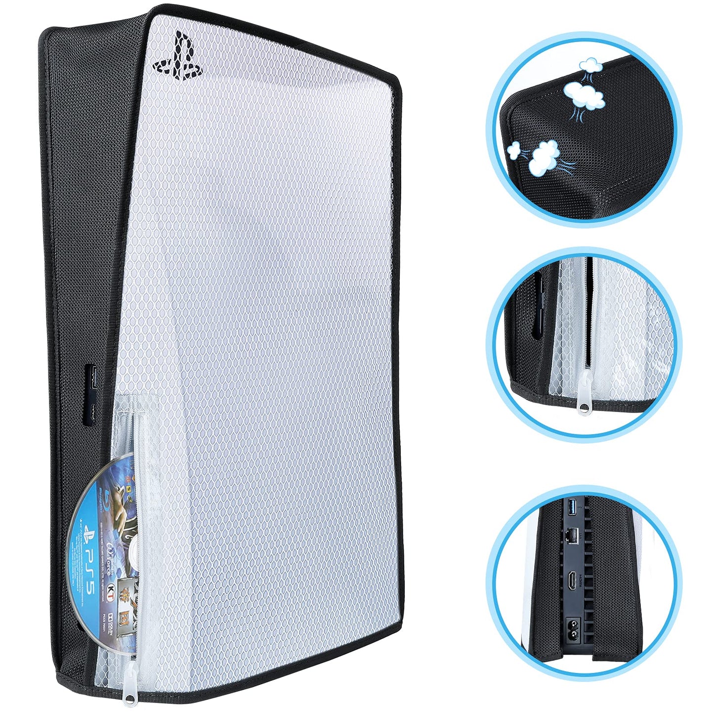 Benazcap PS5 Dust Cover, Transparent, Breathable, Dustproof, Scratch Resistant, Easy on and off, Applicable to Digital Version of PS 5 Console and Regular Version