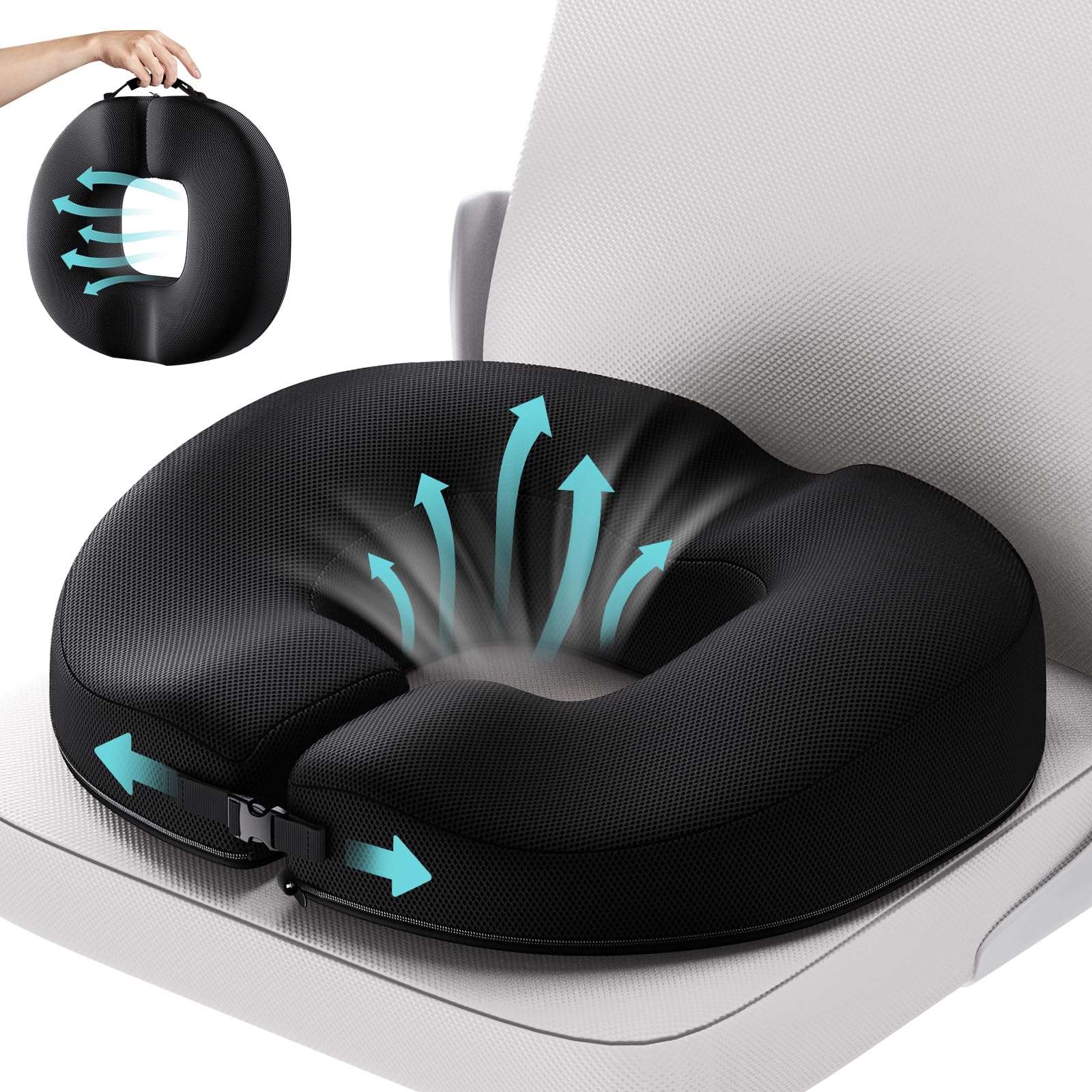 Benazcap Donut Pillow Seat Cushion Memory Foam Pillow for Tailbone Pain Relief