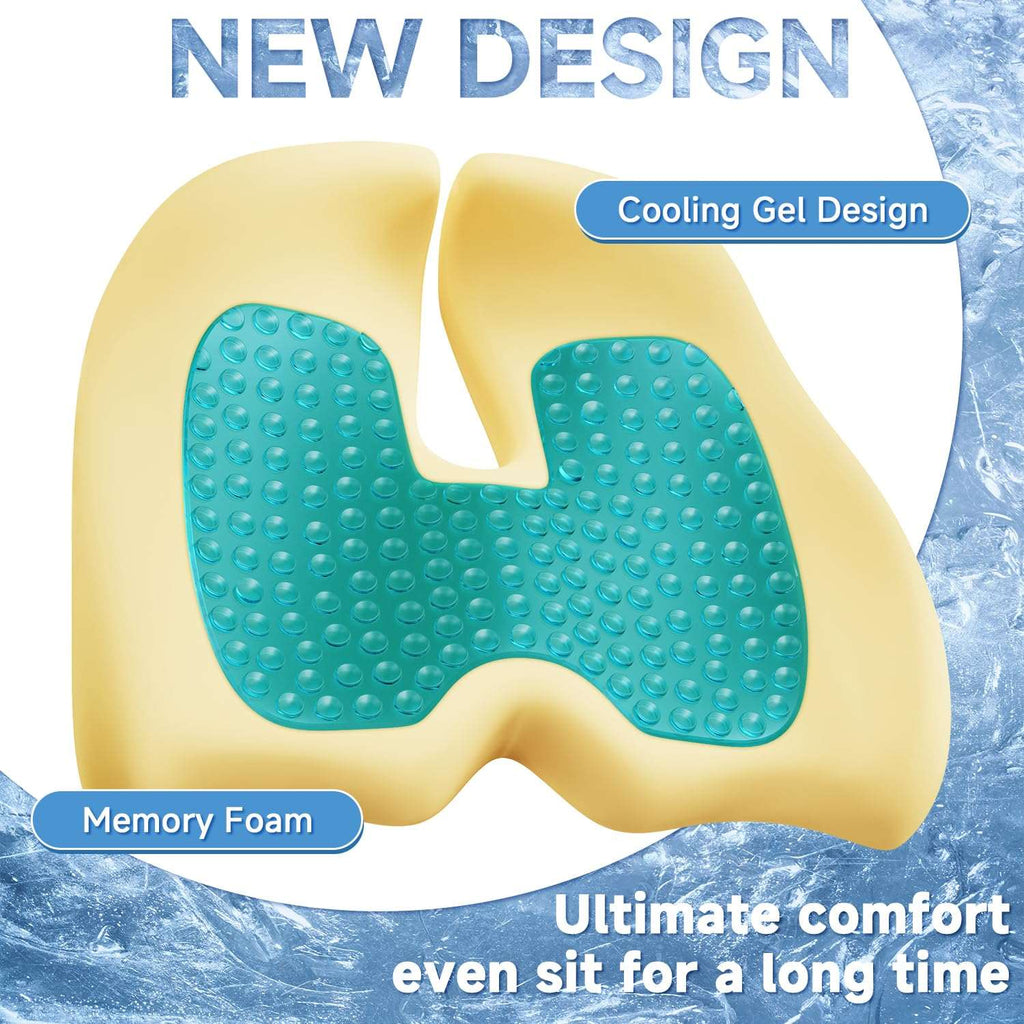 X Large Gel & Memory Foam Black Seat Cushion for Office Chair Ergonomic Cushions