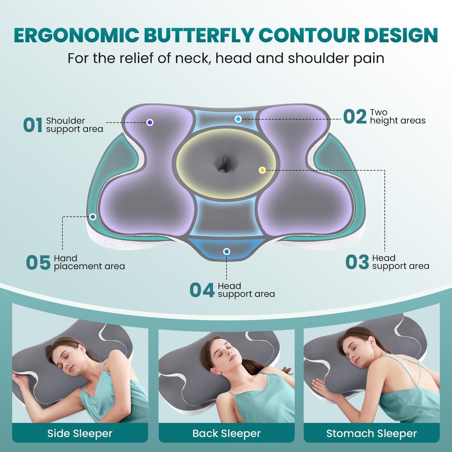 Cooling Silk Memory Foam Pillow Cervical Neck Pillows