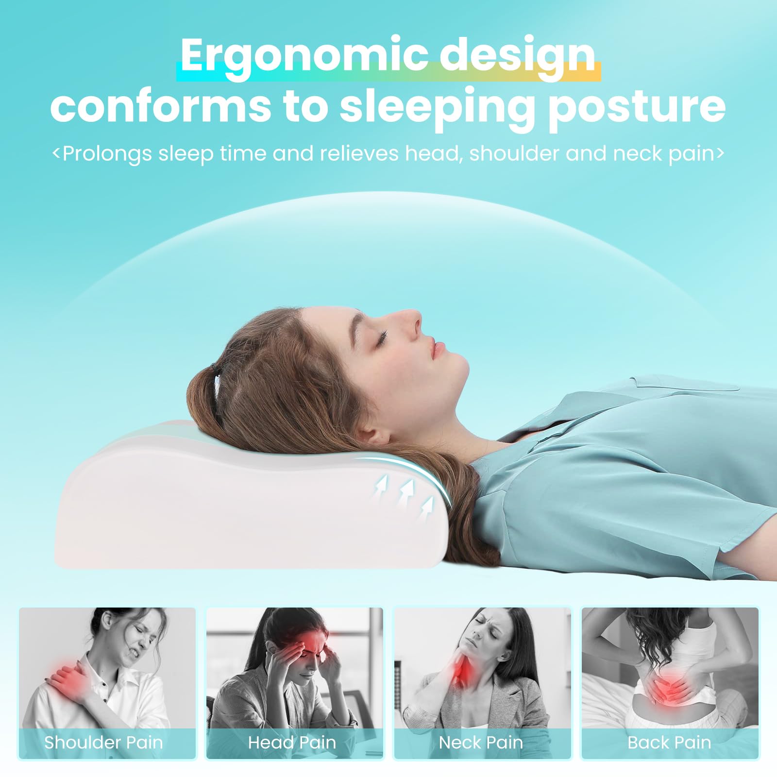 Cooling Ergonomic Orthopedic Contour Pillow Memory Foam Pillow Cervical Neck Pillow