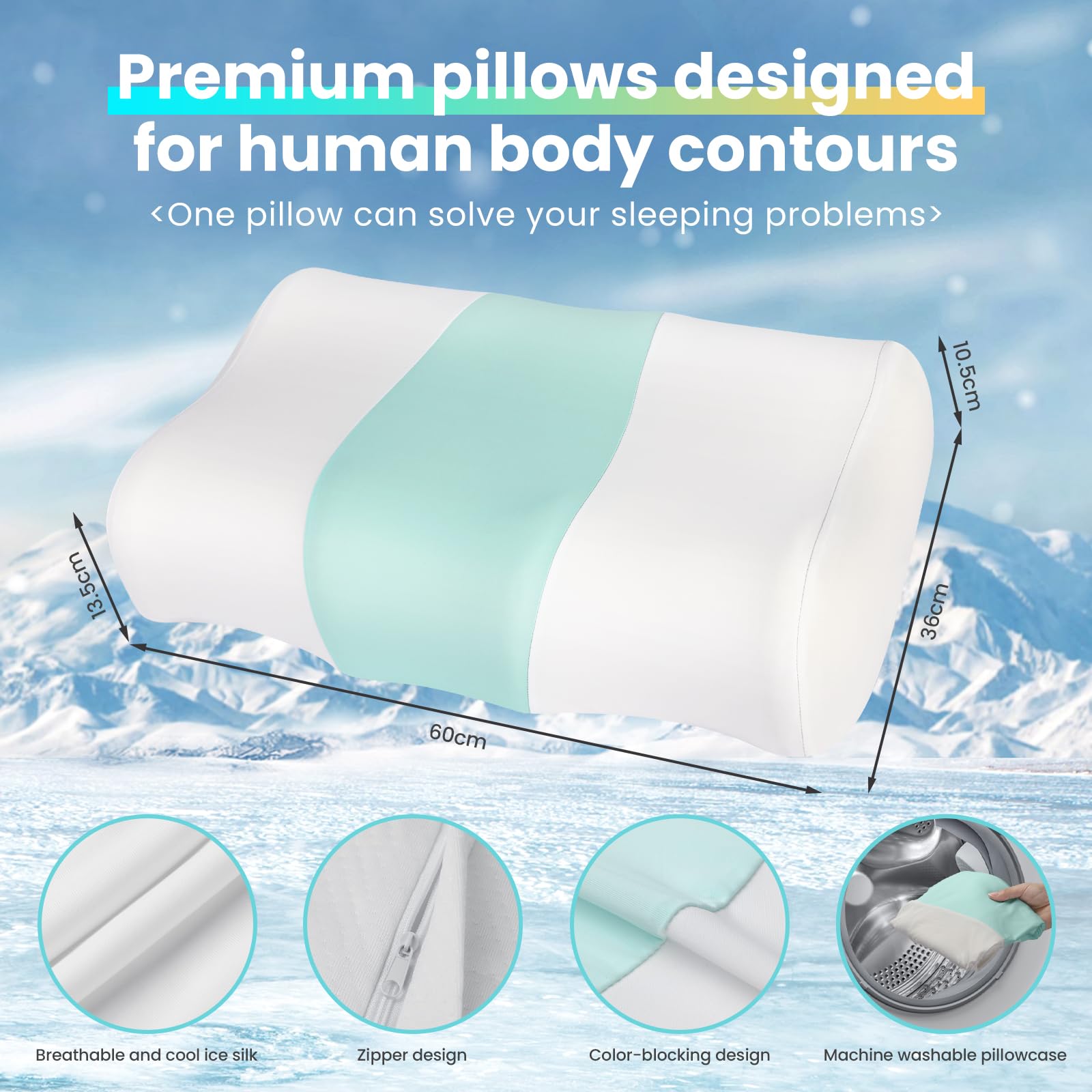 Cooling Ergonomic Orthopedic Contour Pillow Memory Foam Pillow Cervical Neck Pillow