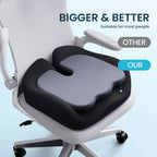 Benazcap Memory Foam Cushion for Office Chair - Ergonomic Chair Cushions for Tailbone Pain Relief, Sciatica & Back Support