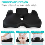 Benazcap X Large Memory Seat Cushion for Office Chair Pressure Relief-Black