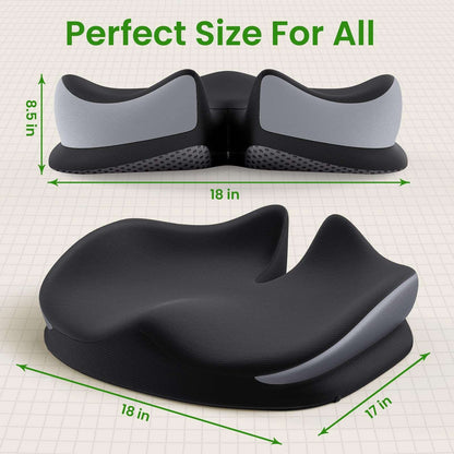 Benazcap Large Seat Cushion for Office Chair Memory Foam Coccyx Pain Relief Cushion Pillow