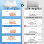Benazcap Beauty Pillow - Flawless Face Pillow, Anti-Wrinkle & Anti-Aging Memory Foam Pillow for Neck & Shoulder Pain, Cervical Neck Pillow for Back Sleepers Reduces Pressure on Skin - White