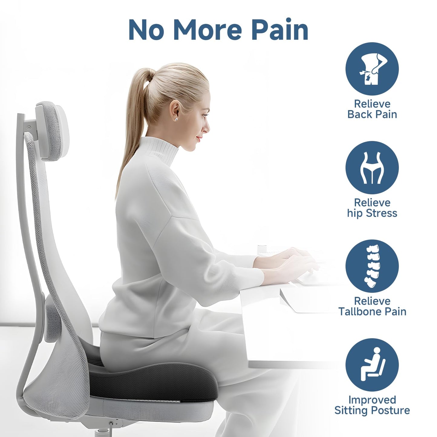 X Large Gel & Memory Foam Black Seat Cushion