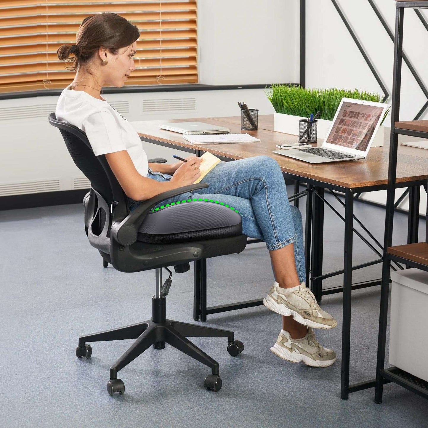 Benazcap Large Seat Cushion for Office Chair Memory Foam Coccyx Pain Relief Cushion Pillow