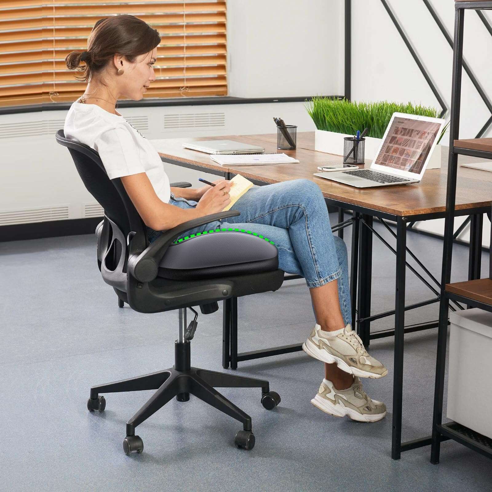 Benazcap Large Seat Cushion for Office Chair Memory Foam Coccyx Pain Relief Cushion Pillow