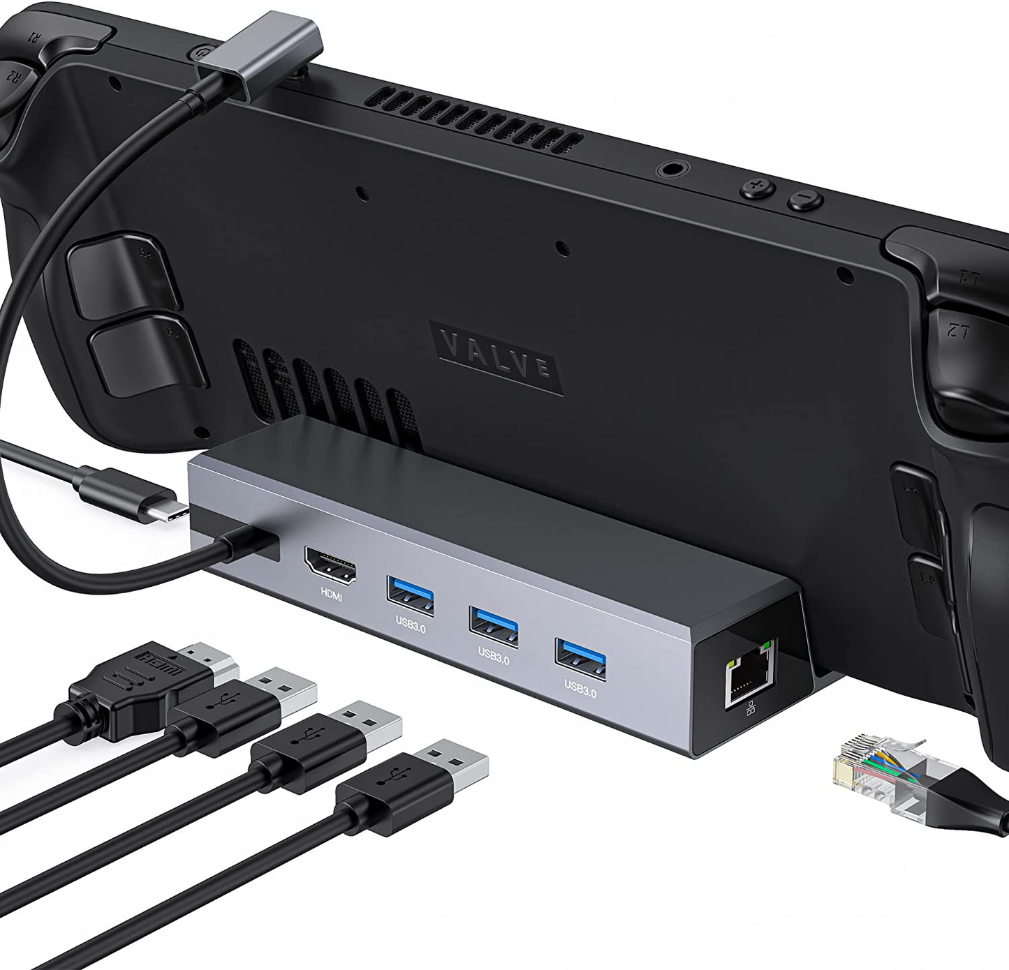 Benazcap Docking Station Compatible with Steam Deck, 6-in-1 Steam Deck Dock with 100Mbps Ethernet