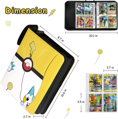 Pokemon Card Binder 4-Pocket with Zipper Removable Sleeves