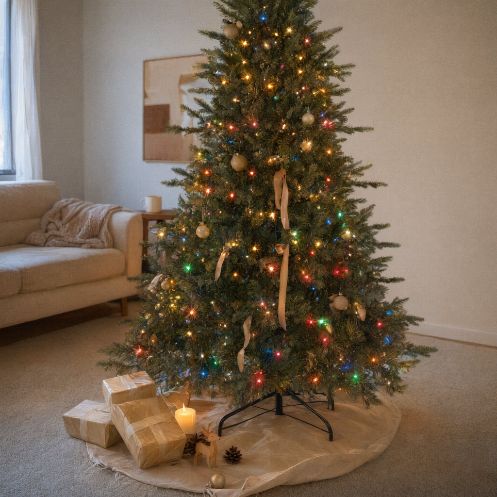 SHareconn pre-lit tree glowing in multicolor mode
